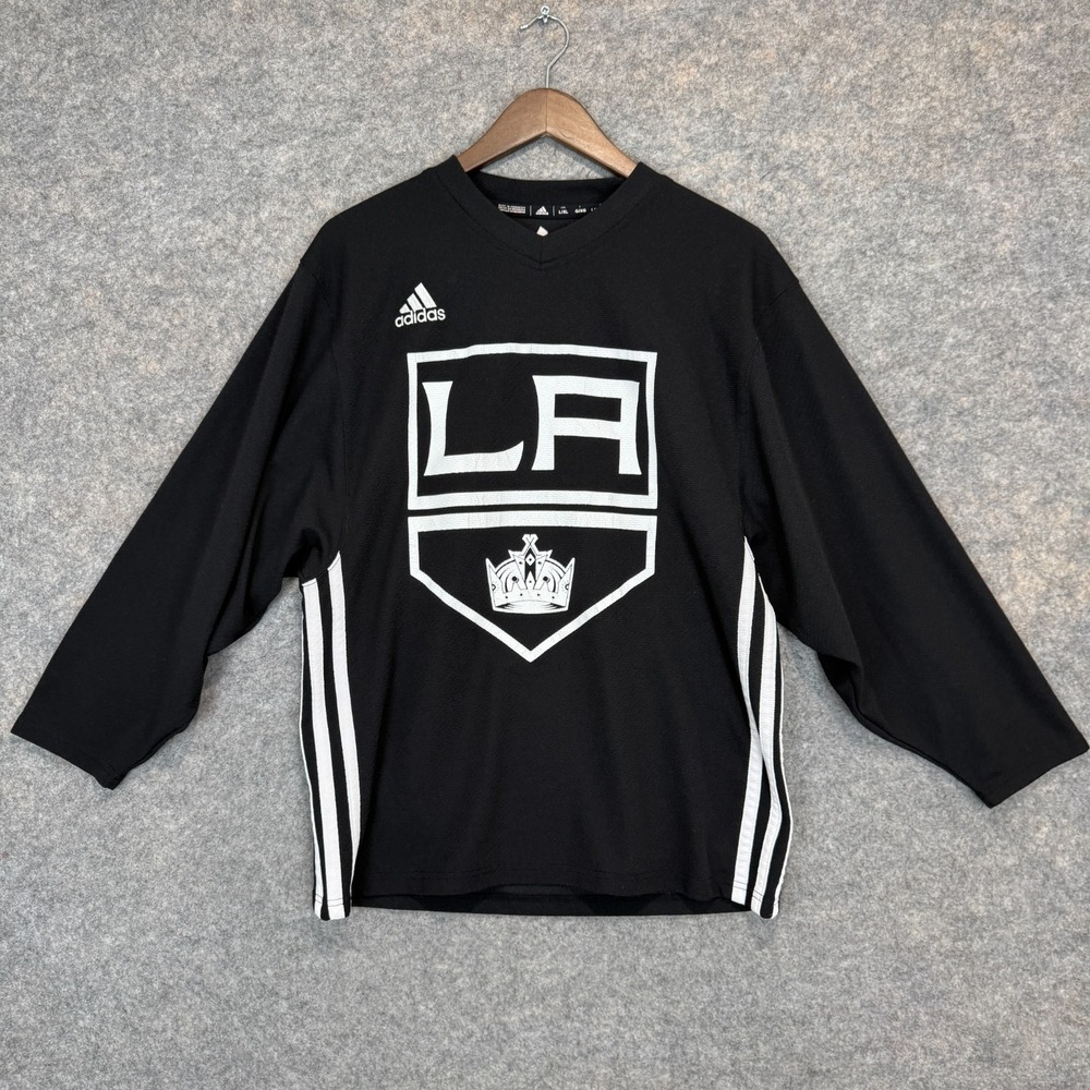 Adidas Los Angeles Kings Hocket Jersey Youth Boys Large XL Black LA NHL LOGO